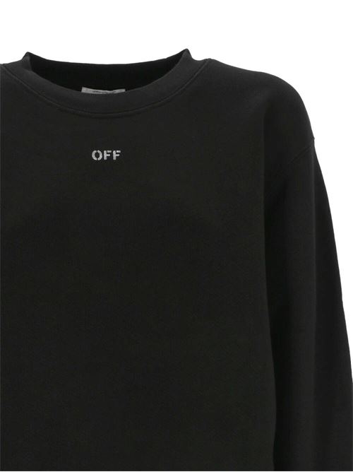 black cotton jersey texture crew neck long sleeves OFF WHITE | OWBA055S24FLE0061010